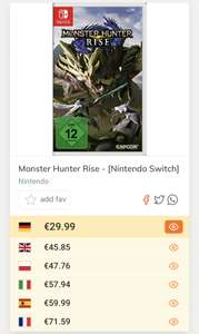 Monster Hunter Rise Nintendo Switch, 35,99 €