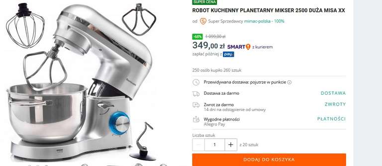 Robot planetarny kuchenny Ravanson 2500,00 W