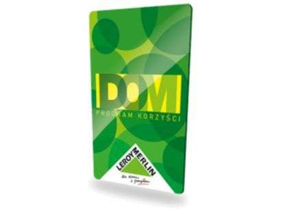 Karta DOM Leroy Merlin, uprawnia do zniżek -5%, -10%, szybszej dostawy i ofert specjalnych.