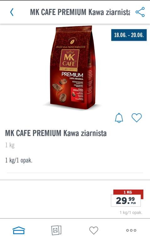 KAWA MK CAFE PREMIUM 1kg za 29.99zł w lidlu