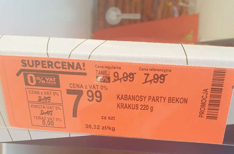 Kabanosy Party Bekon Krakus duża paczka 220g. Biedronka