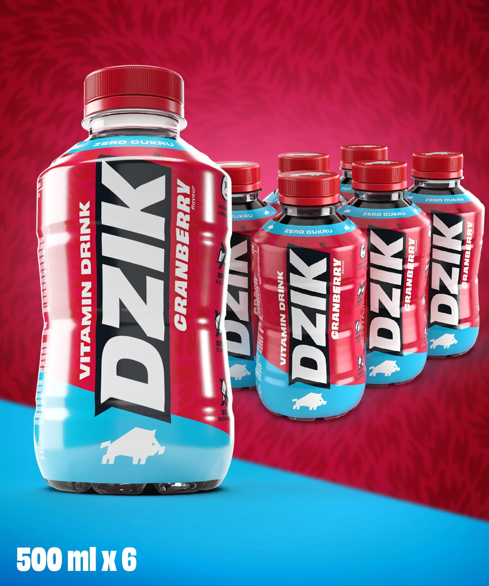 DZIK VITAMIN DRINK CRANBERRY ŻURAWINA - 500 ML X 6 SZT