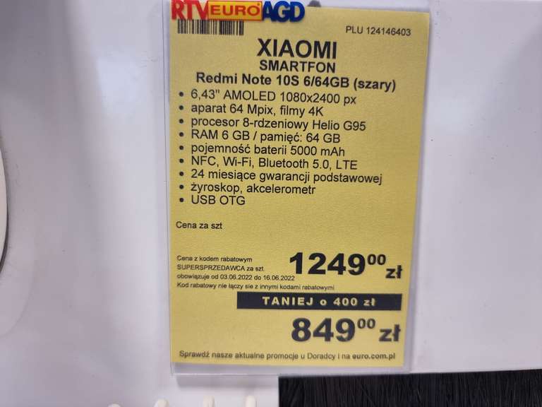 Smartfon Xiaomi redmi note 10s