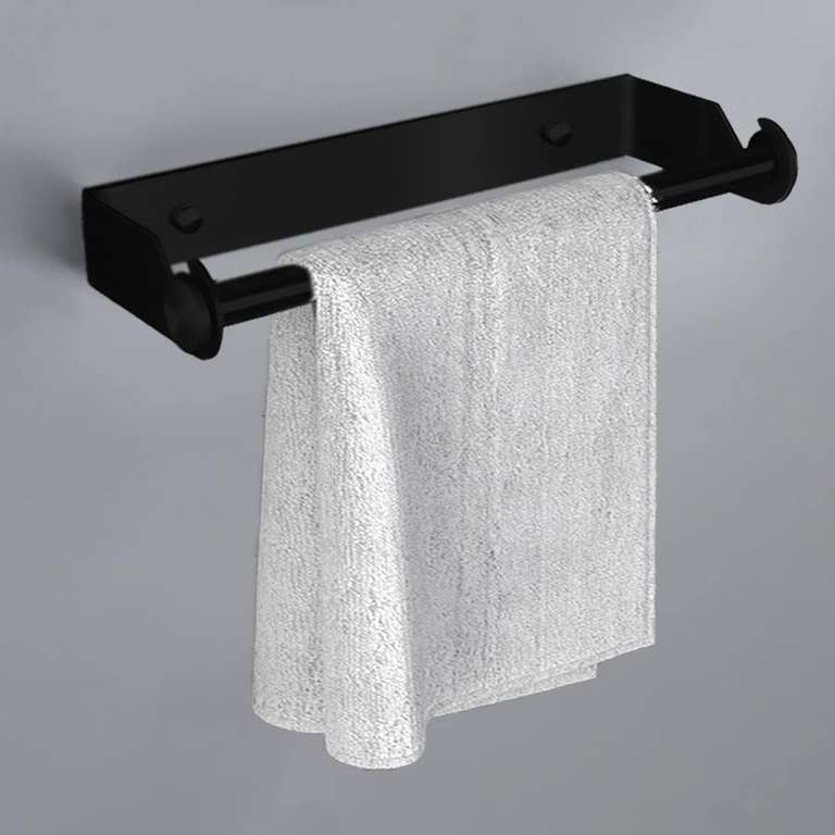 Wieszak, uchwyt na ręczniki papierowe naścienny, stal nierdzewna, samoprzylepny bez wiercenia, czarny