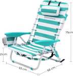 SONGMICS GCB62JW Krzesło plażowe ze zdejmowanym zagłówkiem,