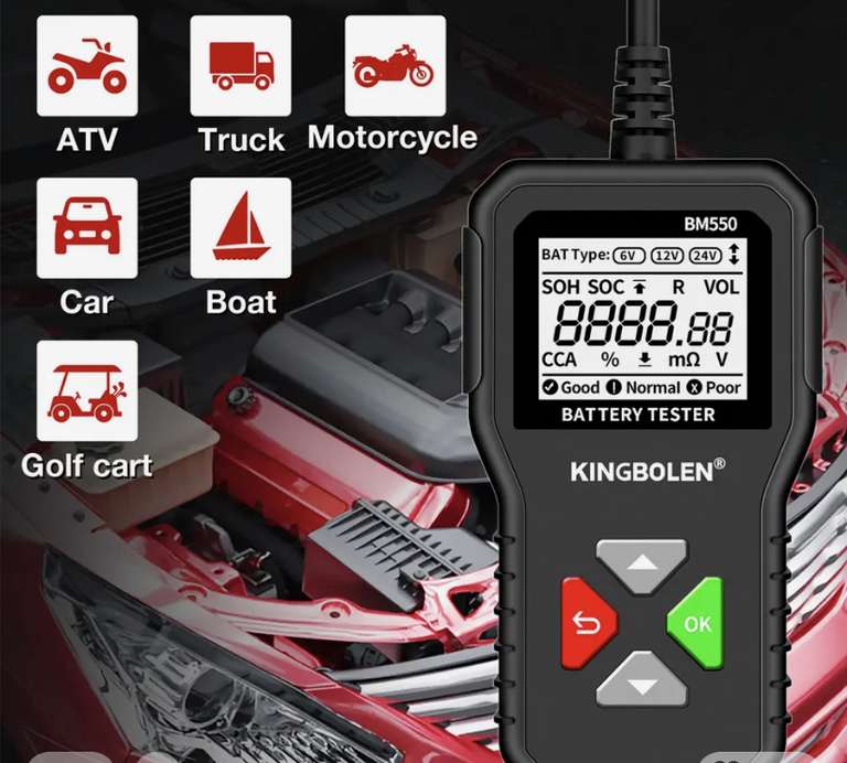 KINGBOLEN BM550 Tester akumulatora samochodowego OBD2 8,49$ + $8,45 dostawa