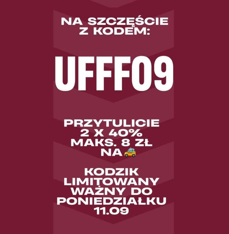 Freenow kod "UFFF09" 2x40%, max 8zl taxi