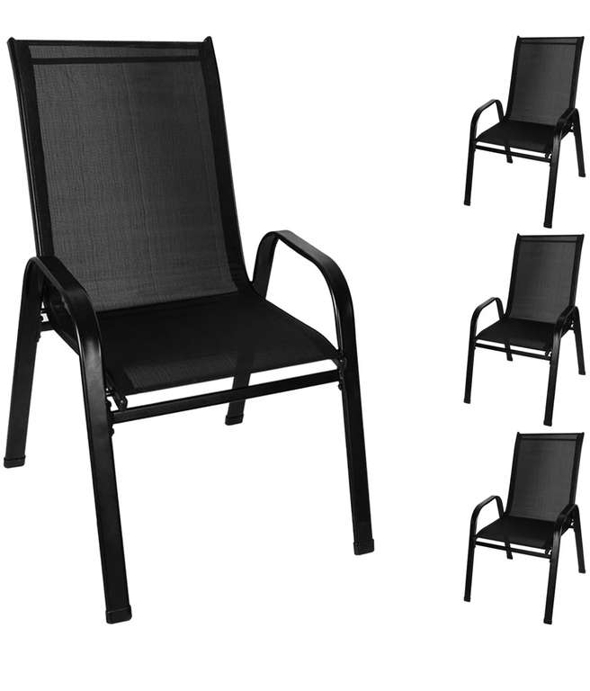 Zestaw 4 krzeseł ogrodowych, metalowe, czarne