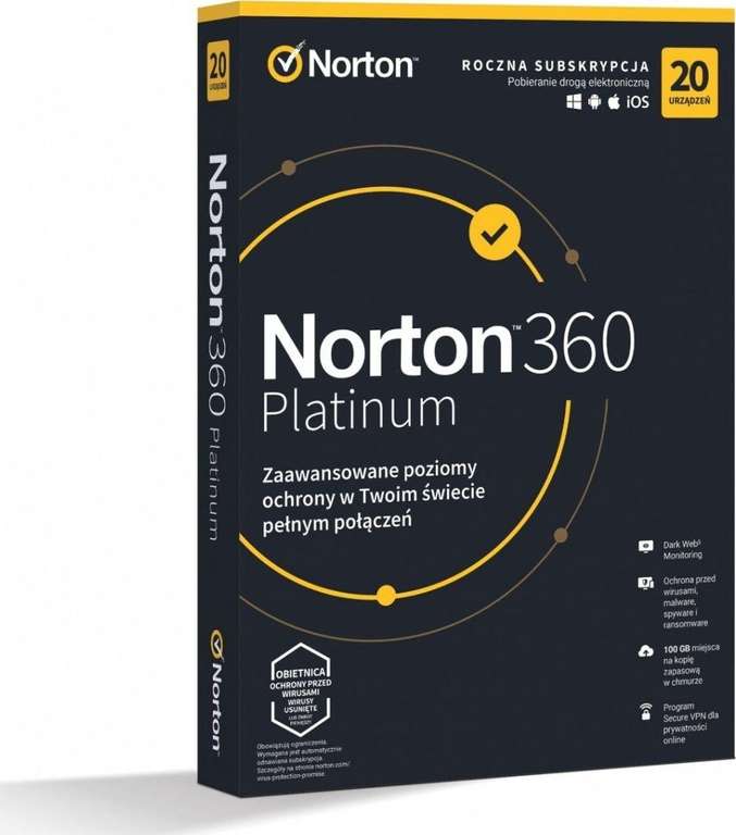 Antywirus Norton 360 Platinum na 20 urządzeń i 12 miesięcy @ Morele