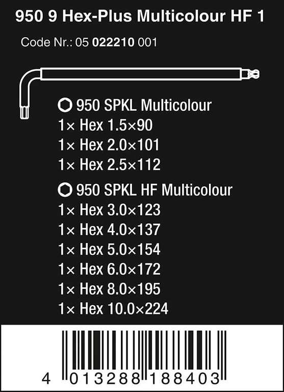 Wera 950/9 Hex-Plus Multicolour HF 1 zestaw kluczy imbusowych