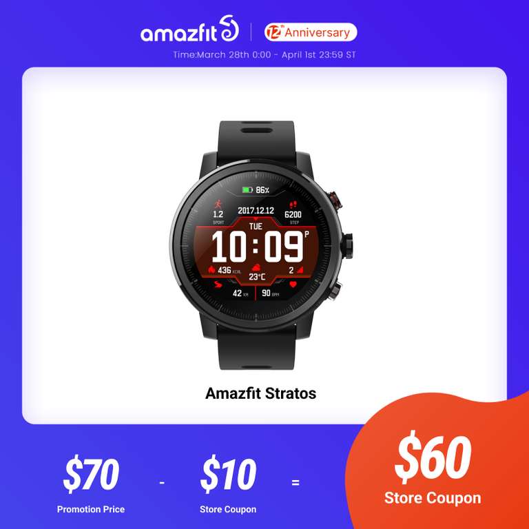Smartwatch Amazfit Stratos za $52 z PL