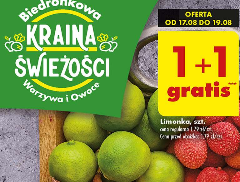 Limonka 1+1 gratis - 0.90 zł/sztukę przy zakupie dwóch @Biedronka