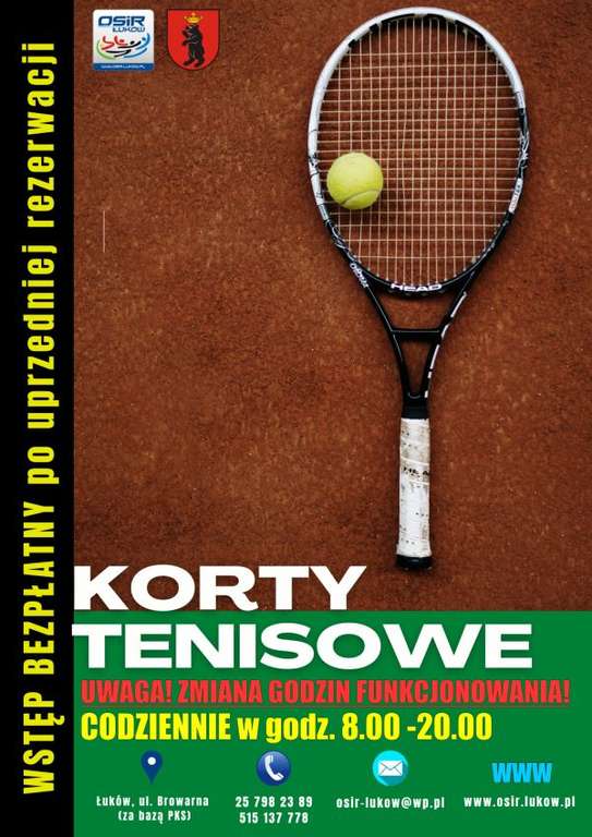 Bezpłatny wstęp na korty tenisowe OSiR w Łukowie, codziennie od 8 do 20