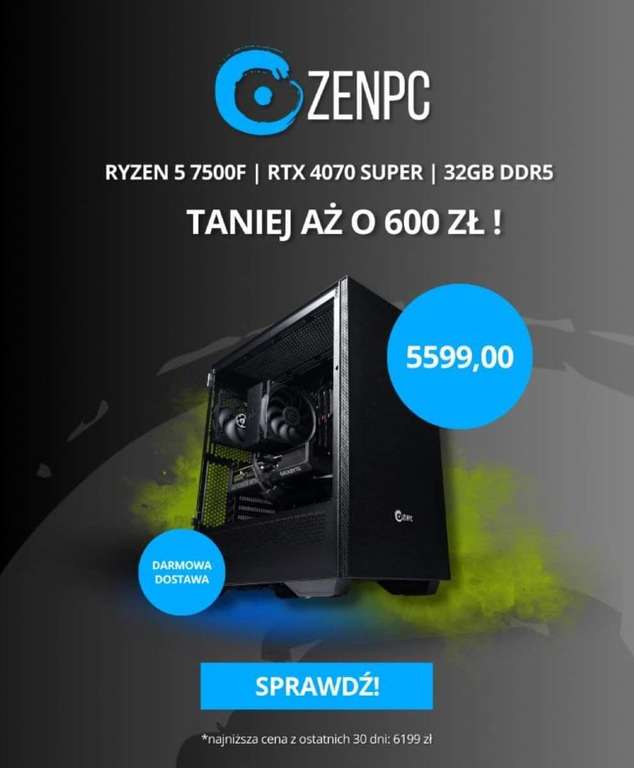 ZENPC Gaming AMD Ryzen 5 7500F/RTX4070 Super/1TB/32GB/WiFi