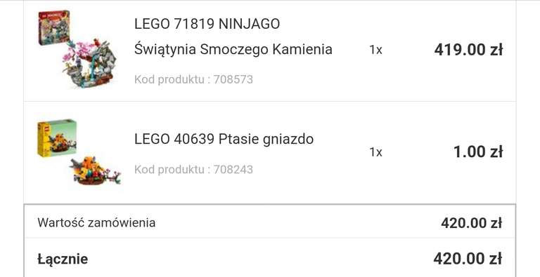 LEGO 71819 NINJAGO Świątynia Smoczego Kamienia PLUS Ptasie gniazdo