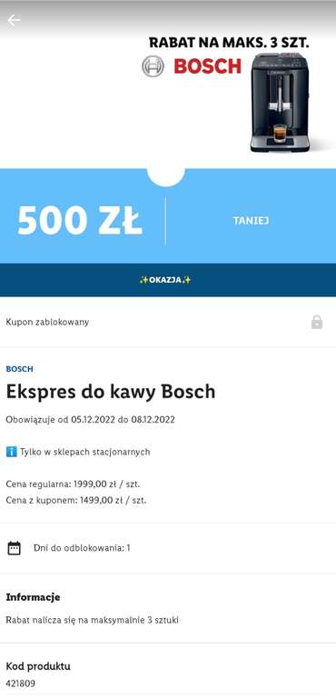 (LIDL) Ekspres do kawy marki Bosch VeroCup 100 TIS30129RW