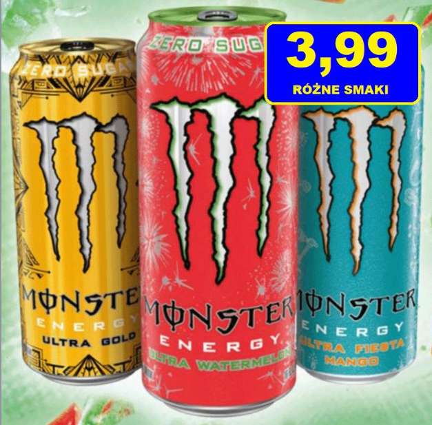Monster 0,5L 3,99 i Kuracjusz Beskidzki 1,5L 0,99 zł