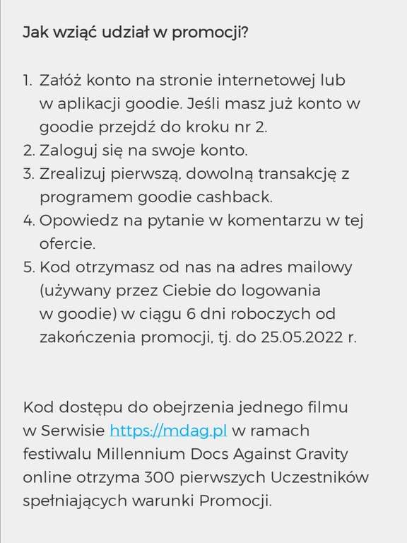 Darmowy kod na film w ramach festiwalu Docs Against Gravity z Goodie