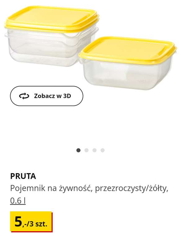 IKEA 3sztuki pojemników na żywność 600ml (1szt=1,66zl) dostawa 1zl przy MWZ 69zl