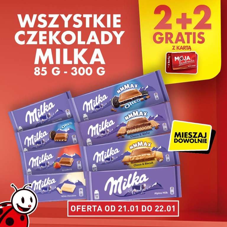 Wszystkie czekolady Milka: 2+2 gratis - Biedronka