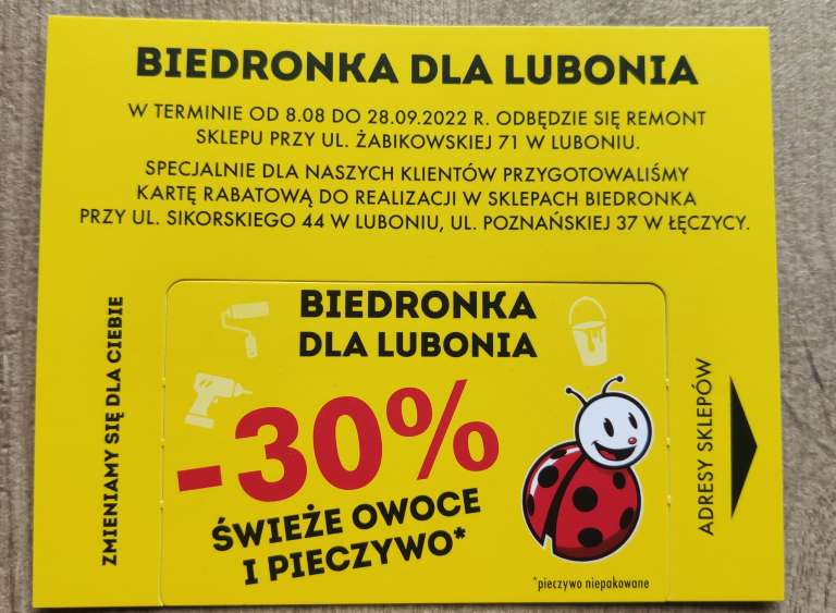 -30% Biedronka Remont Luboń
