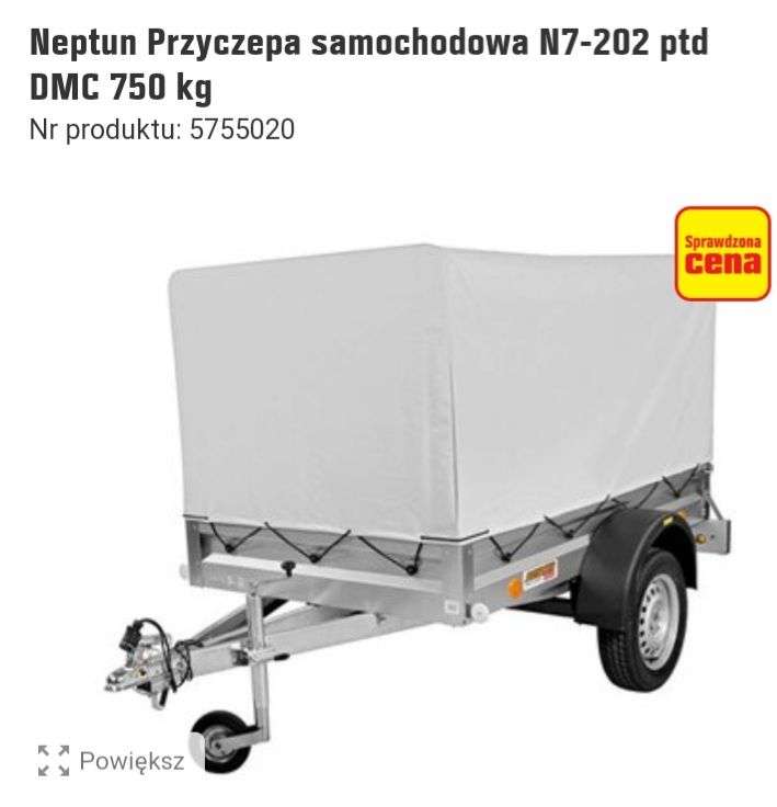 Neptun Przyczepa samochodowa N7-202 ptd DMC 750 kg OBI (darmowy odbiór w sklepach stacjonarnych)