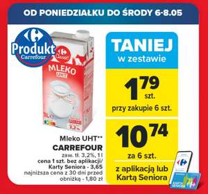 Mleko 3,2% - 1.79zł/szt przy zakupie 6 - Carrefour