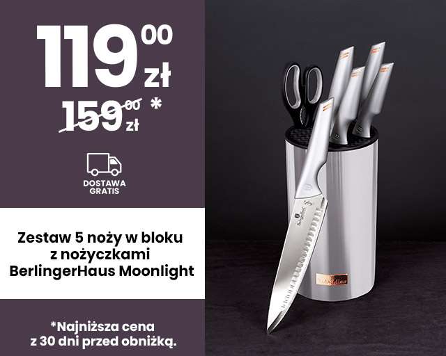 Zestaw 5 noży w bloku BerlingerHaus Moonlight, z nożyczkami @biedronkahome