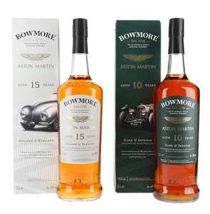 Zestaw whisky Bowmore 10yo I 15yo AstonMartinRelease w Alkooutlet