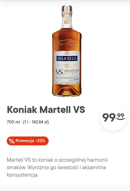 Koniak Martell VS Single Distillery 0,7L 40% Żabka