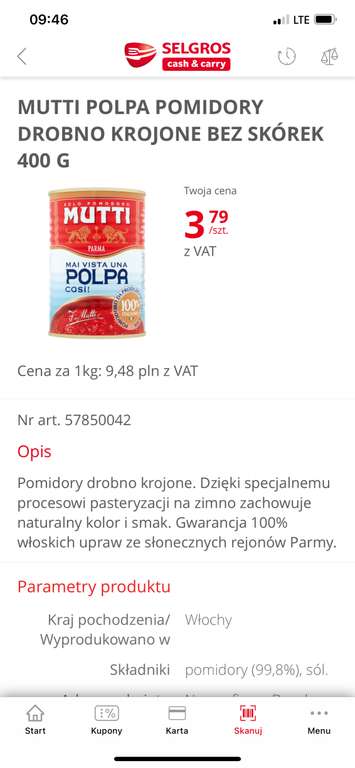 Pomidory Mutti Polpa 400g