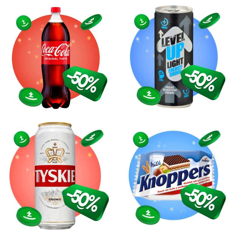 Wybrane produkty do -50% taniej za żappsy np Coca Cola 1.5l za 800 żappsów - Żabka