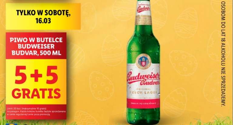 Piwo Budweiser Budvar 0,5 l butelka 5 + 5 gratis @Lidl