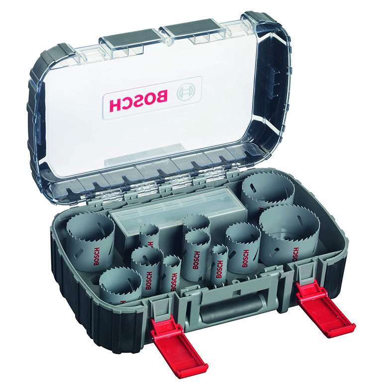 Bosch Professional 17-częściowy zestaw pił otwornic HSS-Bimetal (do metalu, aluminium, stali nierdzewnej i drewna, Ø 20-76 mm