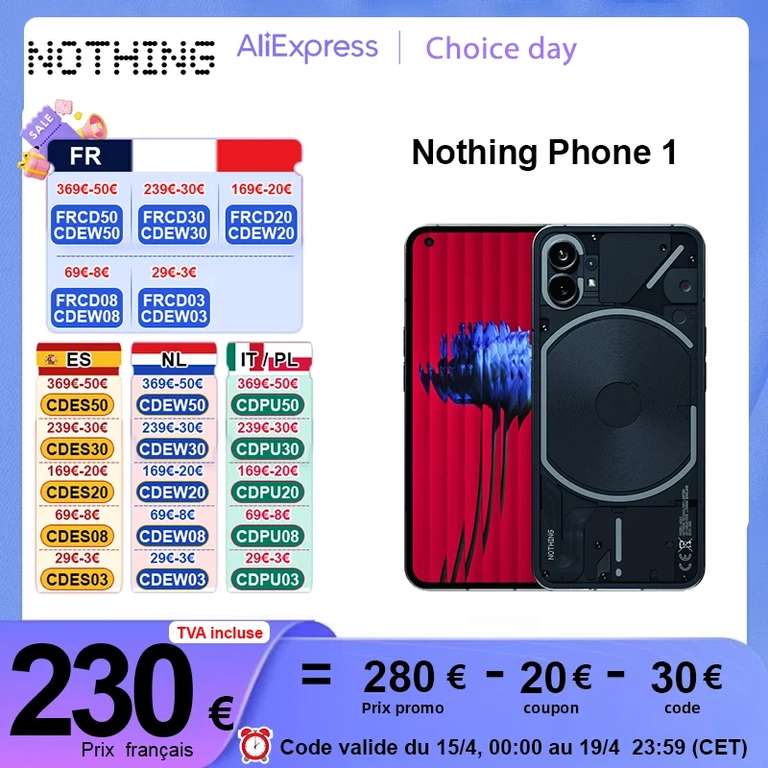 Smartfon Nothing Phone 1, wersja Global , 8GB 256GB - 265.45$