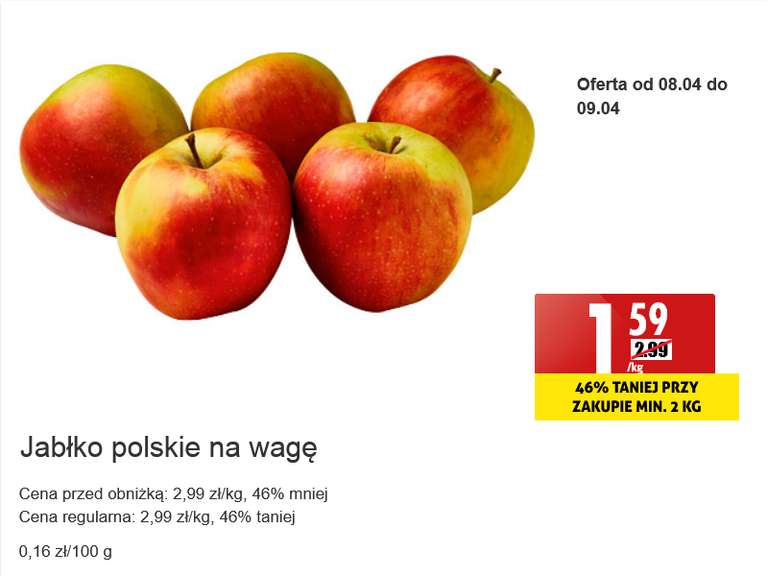 Jabłka polskie kg cena przy zakupie min. 2 kg @Biedronka