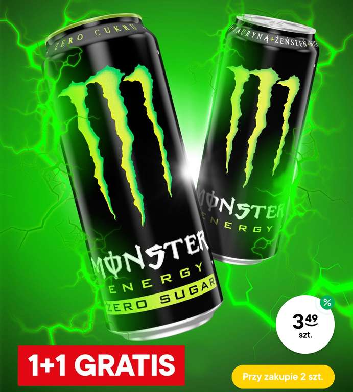 Napoje energetyczne Monster 1+1 gratis - Żabka
