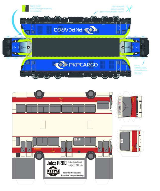 Modele lokomotyw, tramwajów i autobusów popularnych w Polsce do wydrukowania i sklejenia za darmo