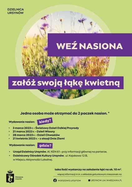 Odbierz darmowy pakiet nasion i załóż swoją łąkę kwietną >>> Ursynów Warszawa
