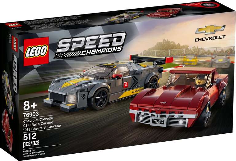 LEGO 76903 Speed Champions + GRATIS - Samochód wyścigowy Chevrolet Corvette C8.R i 1968 Chevrolet Corvette