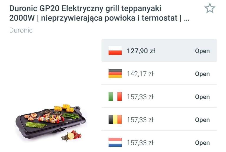 Grill elektryczny Duronic GP20 Teppanyaki, 2000W