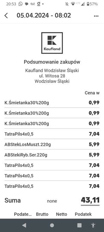 Piwo Tatra 4-pak Kaufland Wodzisław Śląski