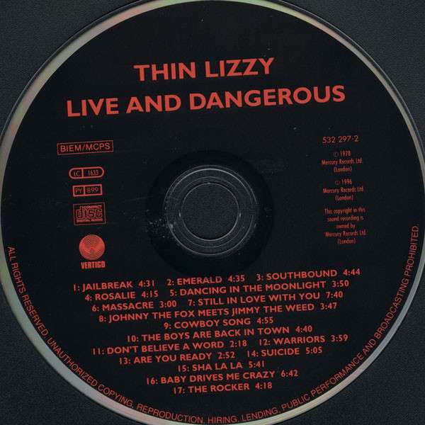Thin Lizzy "Live and dangerous" CD