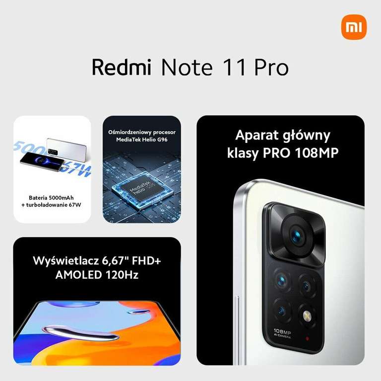 Smartfon Xiaomi Redmi Note 11 Pro 6/64 GB biały