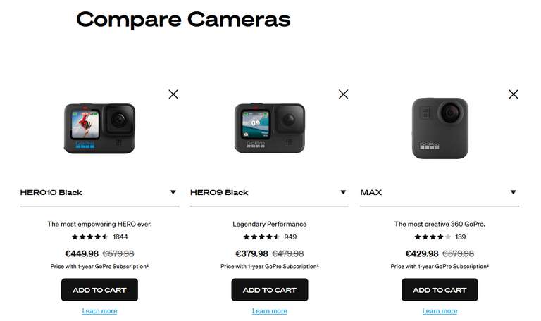 Promocje na kamerki GoPro na oficjalnej stronie. Dodają kartę 32GB, dostawę i roczną subskrybcję.