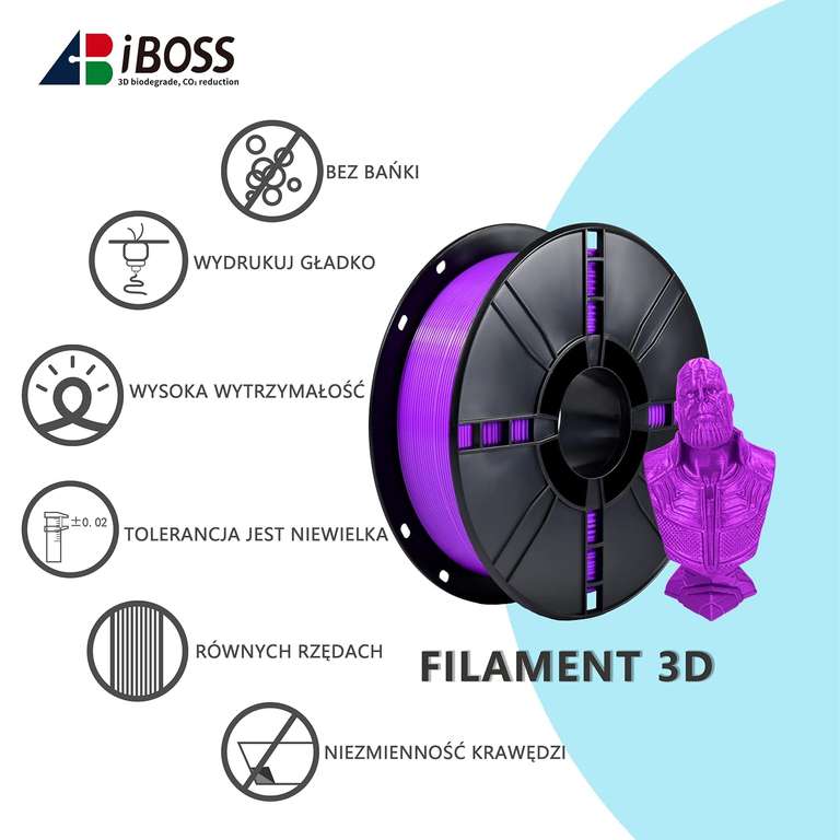 Filament 1kg PLA+ (PLA plus) iBoss - różne kolory. ceny +-2pln