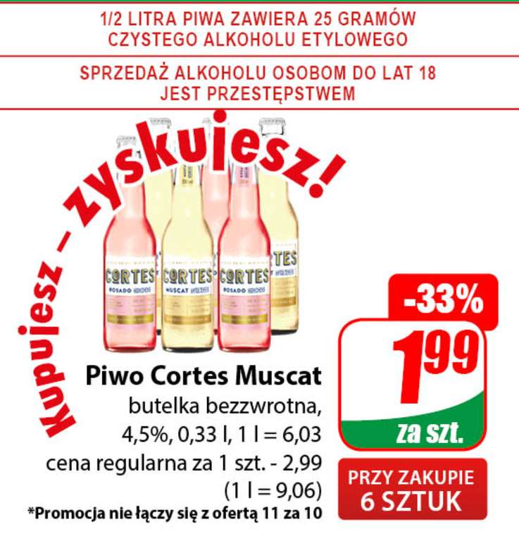 Piwo Cortes Muscat but.bezzw 0,33L cena 1 szt przy zakupie 6 szt /Dino/