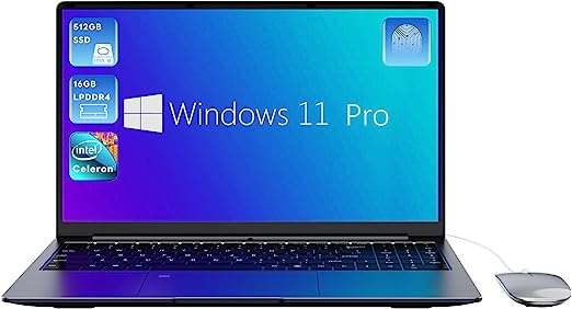 Laptop Windows 11 Pro PC 16GB RAM LPDDR4 512 GB SSD 15,6 cala UHD Intel Celeron N5095 USB 3.0 WiFi 5 Bluetooth 4.2