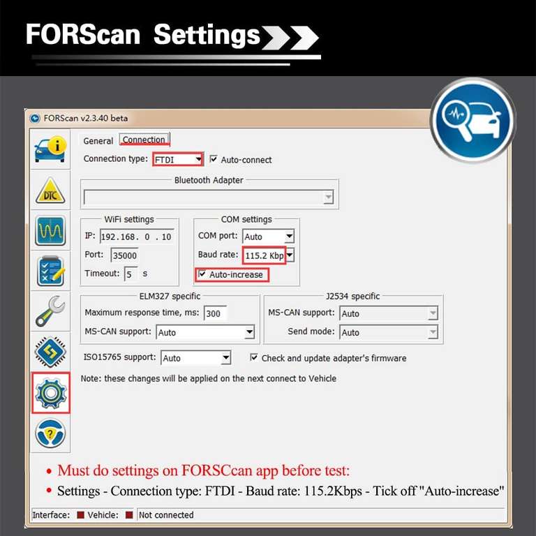 vLinker FS OBD2 USB Adapter dla FORScan HS/MS -CAN Automatyczne przełączanie