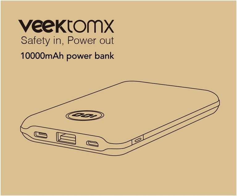 Mini powerbank VEEKTOMX 10000mAh - 22,5W PD QC3.0, szybkie ładowanie, USB-C